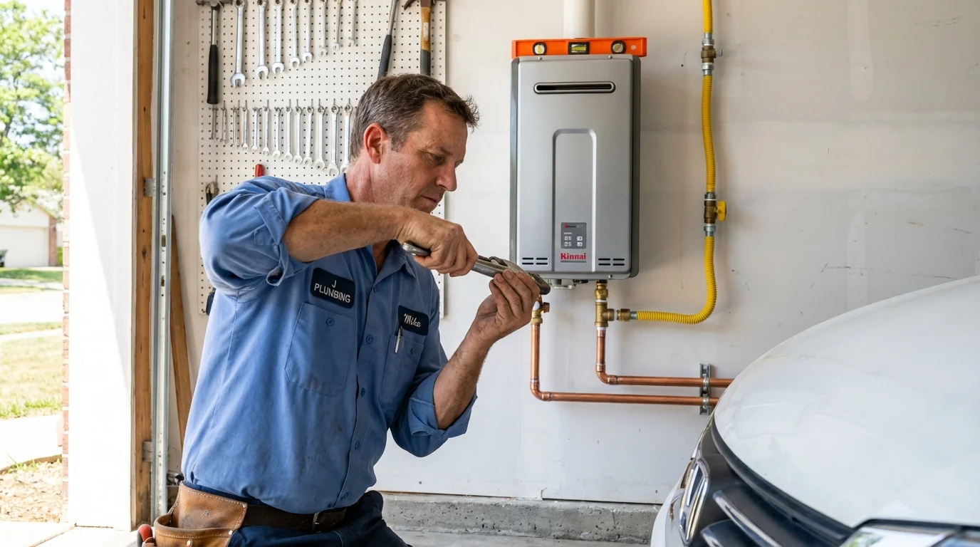Tankless water heater installation by a Johns Plumbing LLC plumber in Plains